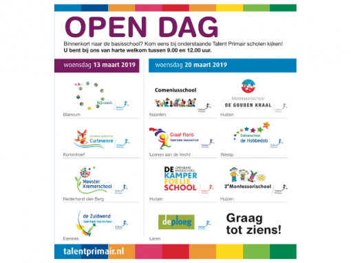 Open dagen bij onze basisscholen: 13 en 20 maart Open dagen bij onze basisscholen: 13 en 20 maart